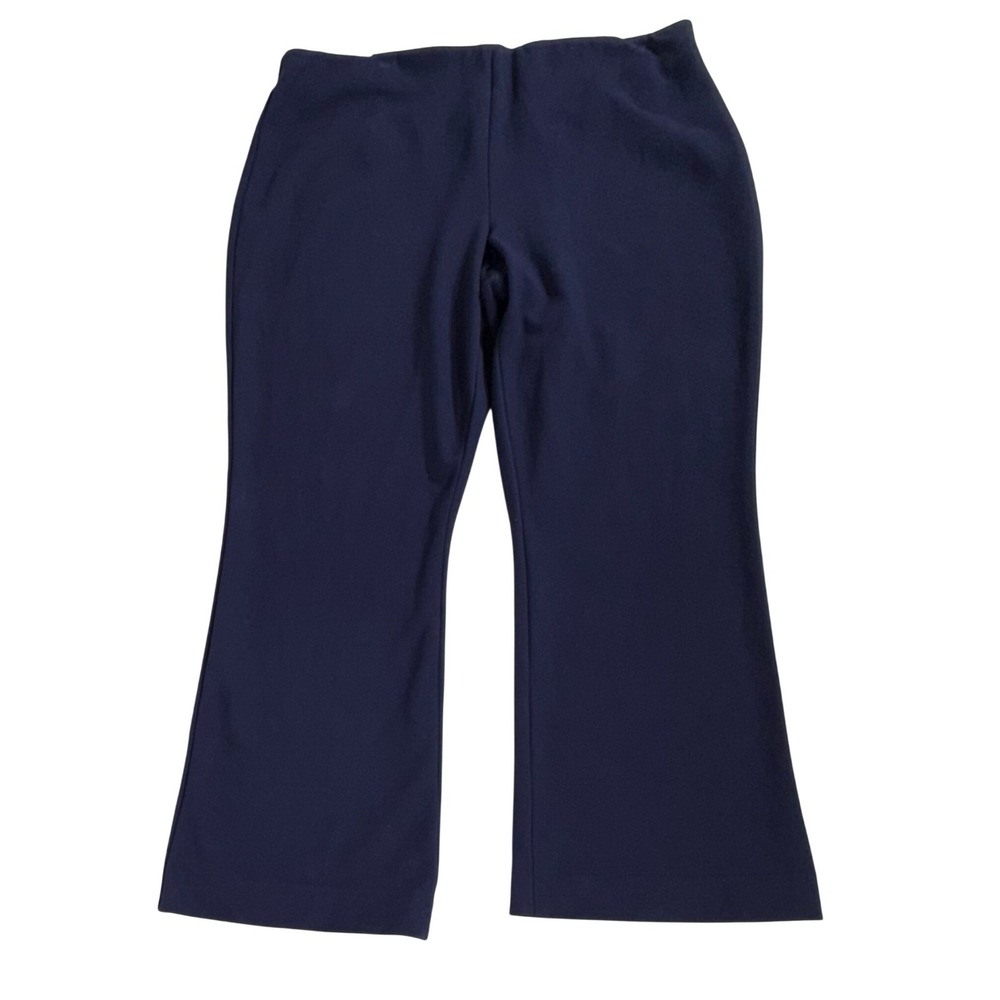 Talbots Montauk Pant Size 14 (34x26) Navy Blue Pull On Stretch Flare Ponte Knit
